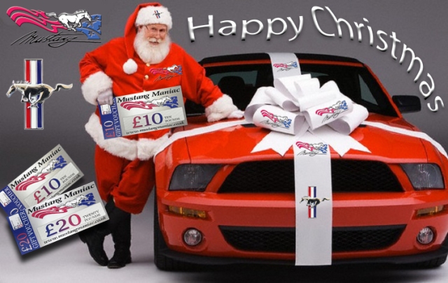 Santa Claus Delivering New Ford Mustang Convertible --- Image by © Car Culture/Corbis